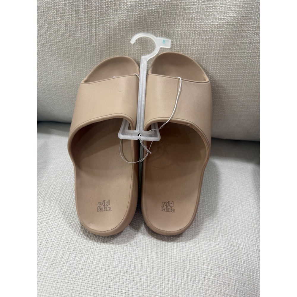 Wild Fable Robbie Womens Tan Slide Sandals Size 8 Open Toe Slip On NWT - Picture 2 of 4